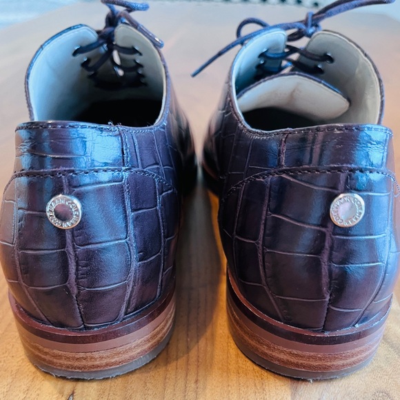 Cole Haan Croc-Embossed Leather Oxfords | Luxe Burgundy Power Shoe - Picture 5 of 9